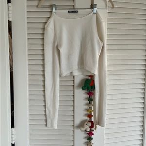 White Ribbed Crop Top